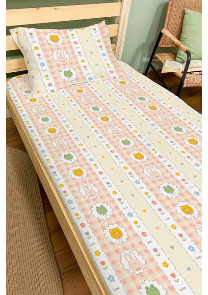 Organik Tek Kişilik Lastikli Çarşaf Seti - Şirin Kahramanlar fiyatları