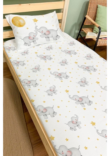 Organik Tek Kişilik Lastikli Çarşaf Seti - Hayalperest Fil fiyatları