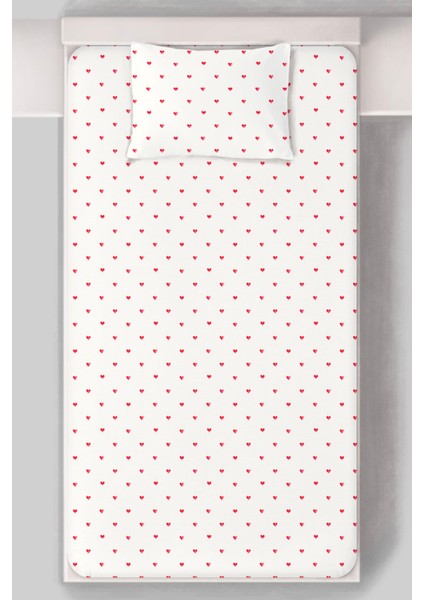 Organik Tek Kişilik Lastikli Çarşaf Seti - Kalp Yağmuru modelleri