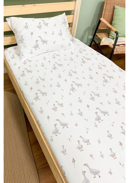 Organik Tek Kişilik Lastikli Çarşaf Seti - Huzurlu Kanatlar fiyatları