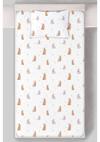 Organik Tek Kişilik Lastikli Çarşaf Seti - Neşeli Tavşan Notaları modelleri