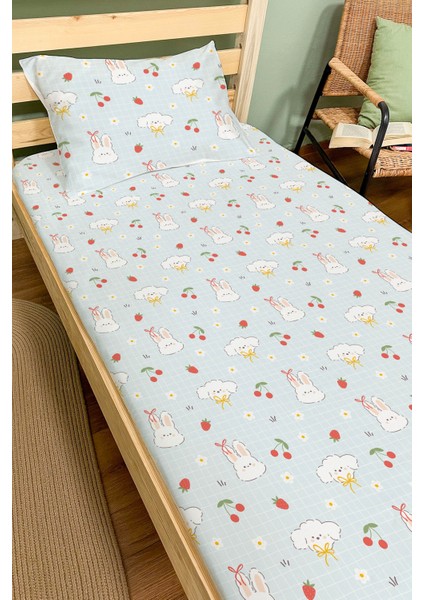 Organik Tek Kişilik Lastikli Çarşaf Seti - Şirin Tavşanlar fiyatları