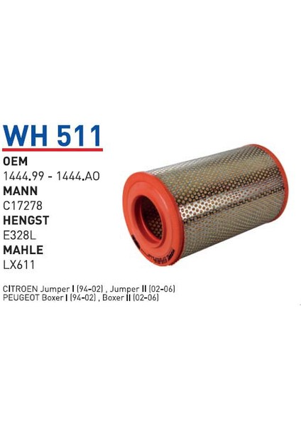 Wh511 Oem 1444.99-1444.AO Oem 71736124 Fiat ducato Otomobil hava filtre air filter