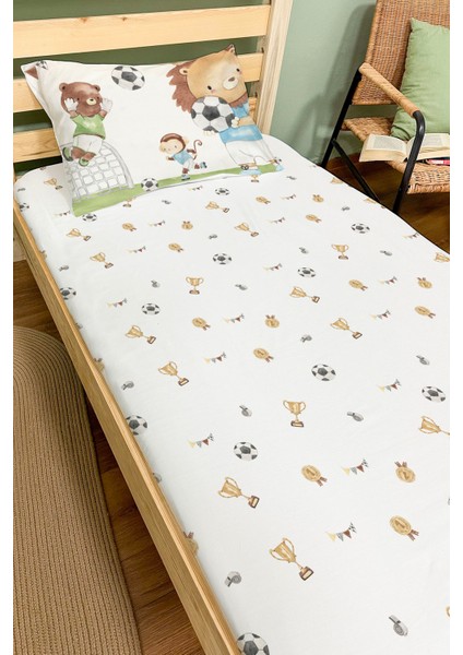 Organik Tek Kişilik Lastikli Çarşaf Seti - Şampiyon Minik Aslan fiyatları