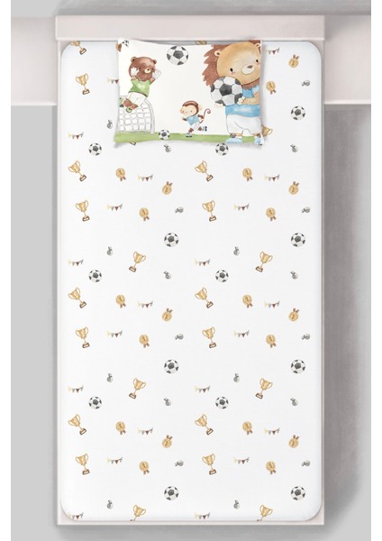 Organik Tek Kişilik Lastikli Çarşaf Seti - Şampiyon Minik Aslan modelleri