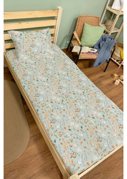 Organik Tek Kişilik Lastikli Çarşaf Seti - Doğanın Minik Sesleri
