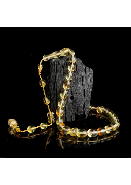 Şeffaf Renk Sistemli Orjinal Damla Kehribar Tesbih