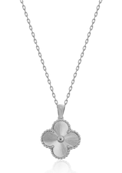 925 Ayar Gümüş Altın Yaldızlı Lazer İşlemeli Alhambra Yonca Kolye