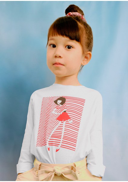 04-10 Yaş Kız Çocuk Bej Uzun Kol T-Shirt Toka Set - Bej