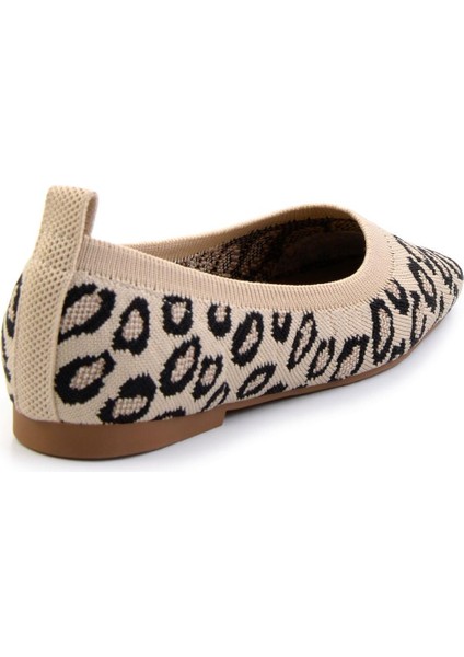 Bej Leopar Triko Kadın Babet K01327021182 modelleri