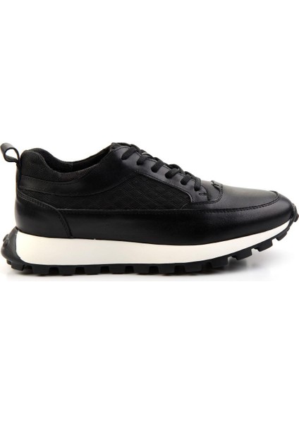 Siyah Deri Erkek Sneaker E01034222403