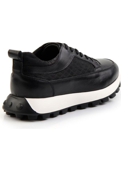 Siyah Deri Erkek Sneaker E01034222403