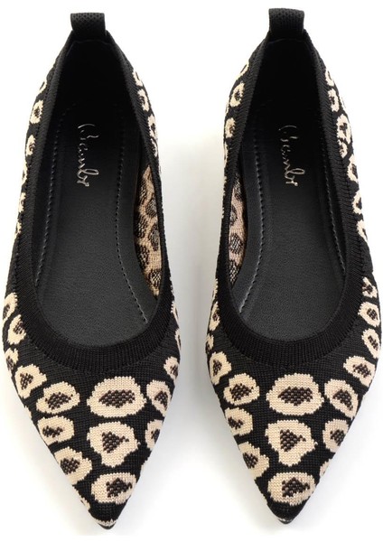 Siyah Leopar Triko Kadın Babet K01327018482