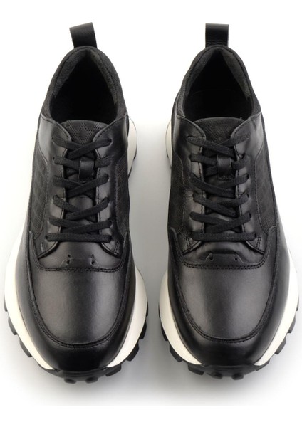 Siyah Deri Erkek Sneaker E01034222403 modelleri
