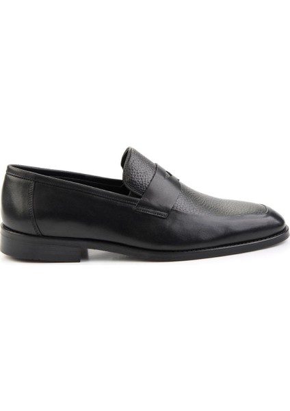 Siyah Antik Deri Erkek Klasik Ayakkabı E01755135541