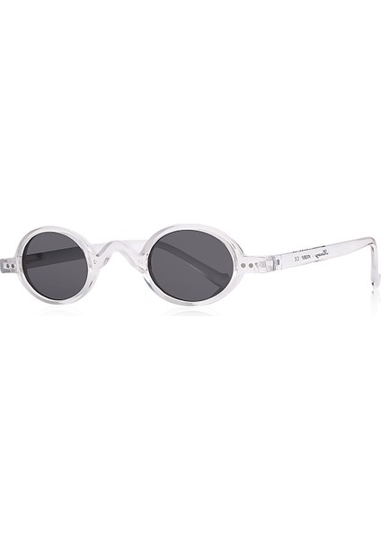 Yuvarlak Unisex Güneş Gözlüğü Şeffaf Parlak Siyah Cam 1028