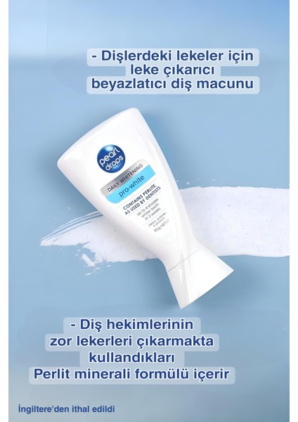 Pro White- 2 Adet- Perlit Minareli ile inatçı Lekeri Çıkaran Beyazlatıcı Diş Macunu 50 ml