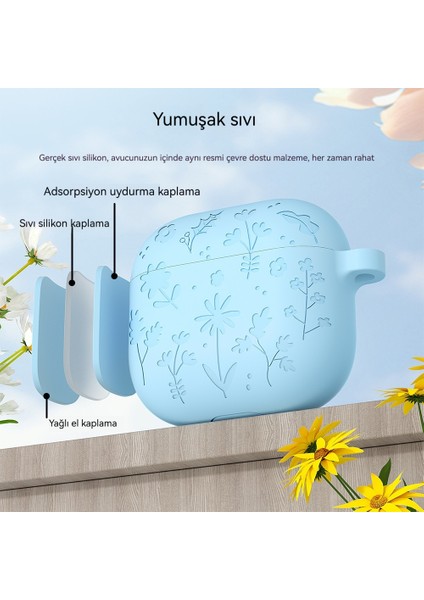 Düz Renk Silikon Uygulanabilir Airpods4 Kanca ile Bluetooth Kulaklık Kılıfı (Yurt Dışından) fiyatları