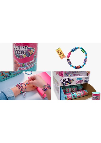 Sticki Rolls Bant Kapsülü 50 Stickerlı Bileklik Çıkartmalı Etiket modelleri