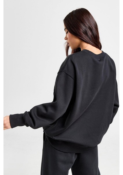 Sportswear Essential Collection Fleece Oversized Crew Kadın Sweatshirt Siyah fiyatları