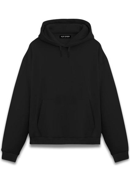 Snakeman Baskılı Siyah Unisex Oversize Fit Pamuklu Kapüşonlu Sweatshirt