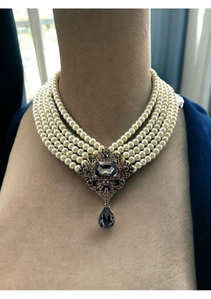 Antrasit Gri Cam İnci Tasma Kolye fırsatları