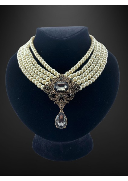 Antrasit Gri Cam İnci Tasma Kolye indirimleri