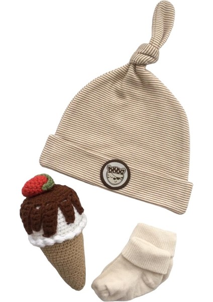 Hoşgeldin Bebek, Unisex, Yenidoğan Bebek Örgü Dondurma-Çıngırak Hediye Seti modelleri