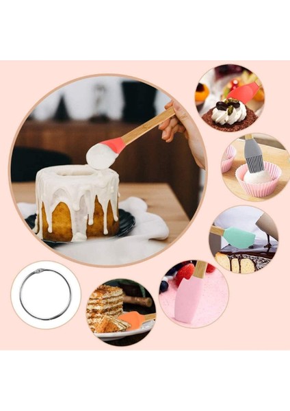 - 5'li Slikon Spatula Seti, Mini Spatula Mutfak Seti - Bambu Saplı Renkli Mini Spatula Seti - Mutfak Gereçleri 21 CM