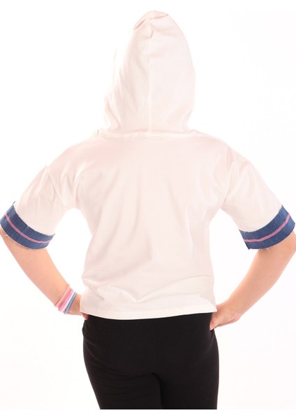 Kız Çocuk Denım Baskılı Kapüşonlu Tişört fiyatları