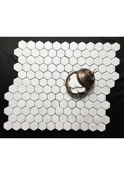 2 Inch Hexagon Mugla Beyazı Eskitme Mozaik