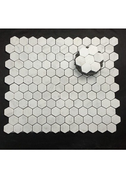 2 Inch Hexagon Mugla Beyazı Eskitme Mozaik modelleri