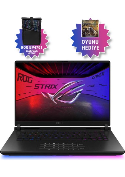 ROG Strix SCAR 16 G635LX-RW142 Intel Core Ultra 9 275HX 32GB 1TB SSD RTX5090 Freedos 16" WQXGA Taşınabilir Bilgisayar