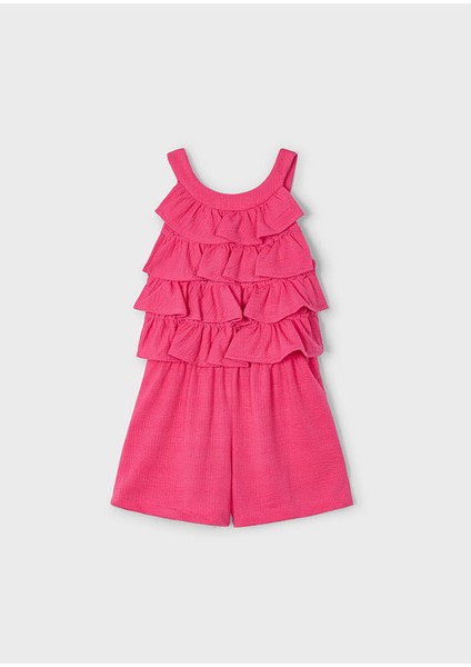 04-10 Yaş Kız Çocuk Pembe Örme Tulum - Pembe
