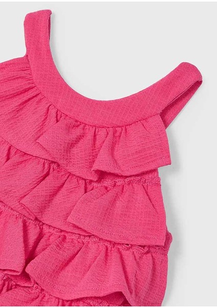 04-10 Yaş Kız Çocuk Pembe Örme Tulum - Pembe