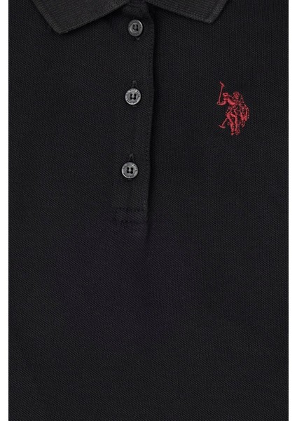 Kız Çocuk Siyah Polo Yaka Basic Sweatshirt