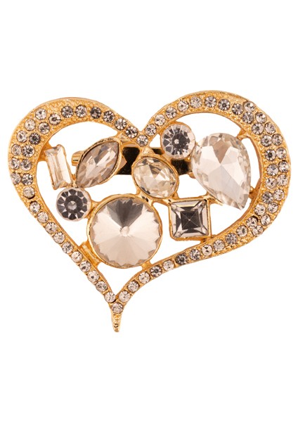 8025099 Taş İşlemeli Kalp Broş