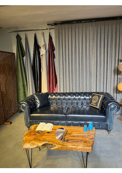 Suni Deri Pull-Up Chester Koltuk ( Lacivert) fiyatları