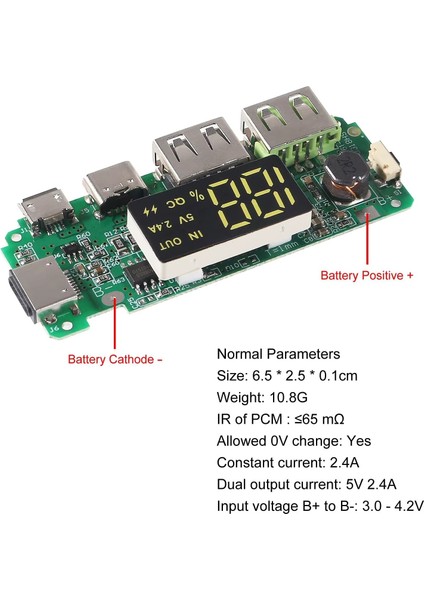 Pil Şarj Cihazı Kurulu LED Çift USB 5V 2.4A Mikro/tip-Cusb Mobil Güç Banka 18650 Şarj Modülü Devre