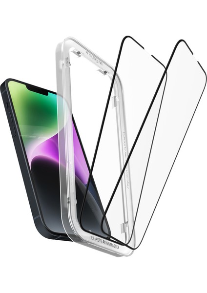 iPhone 14 / 13 / 16e / 13 Pro Cam Ekran Koruyucu Kolay Kurulum GLAS.tR Align Master Full Cover HD Black (2 Adet) - AGL03387
