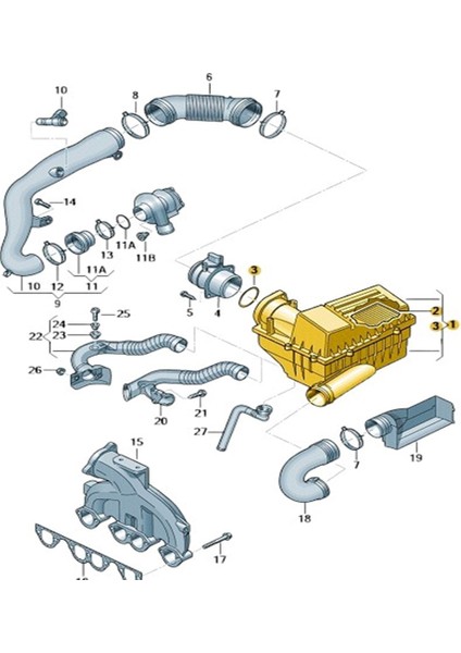 Audi A3 S.back 2009-2012 1.6 Dizel Cay Hava Filtre Kutusu 3C0129607BD