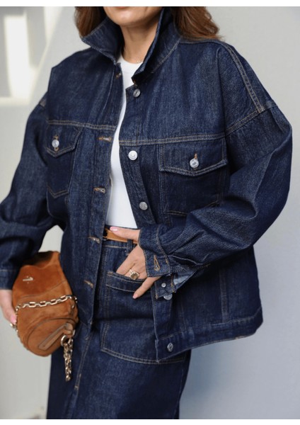 Oversize Cep Detay Denim Ceket fiyatları
