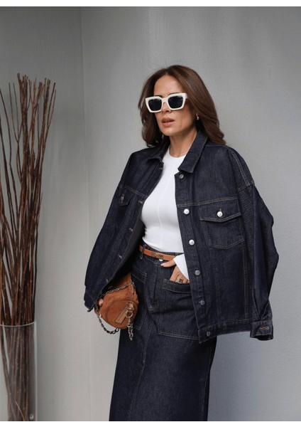 Oversize Cep Detay Denim Ceket fırsatları