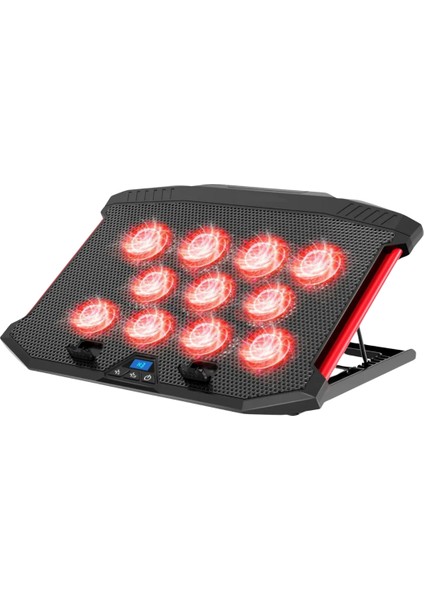X100R Kırmızı Ledli 11 Fanlı Laptop Soğutucu 8 Ayarlanabilir Yükseklikli Notebook Dizüstü Standı