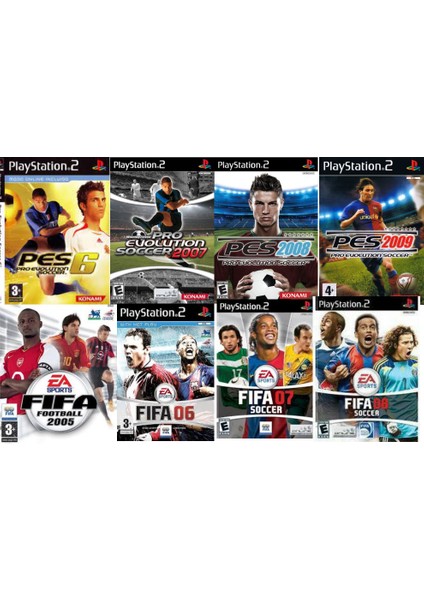 Playstatıon 2 Fifa,pes Futbol Oyunları 8 Oyun Bir Arada Sadece Çipli Cihazlar Için