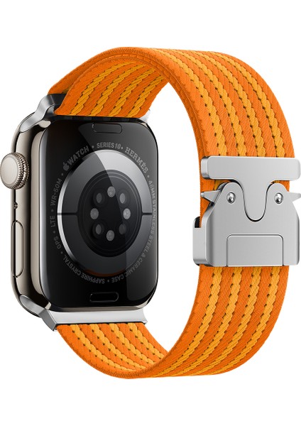 Watch 10 46MM Kordon Örgü Tasarım Hasır Kordon Naylon Elastik Esnek Metal Toka