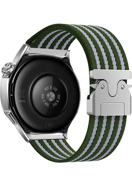 Huawei Watch Gt2 Gt3 42MM Kordon Örgü Tasarım Hasır Kordon Naylon Elastik Esnek Metal Toka