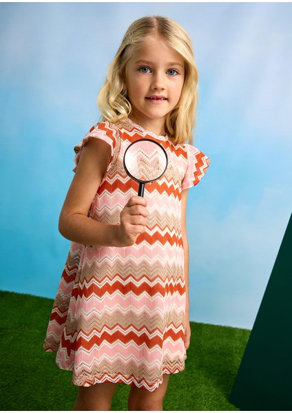 4-10 Yaş Somon Örme Elbise - Somon modelleri