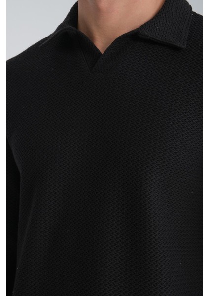 %100 Pamuklu Erkek Gömlek Yaka Sweatshirt