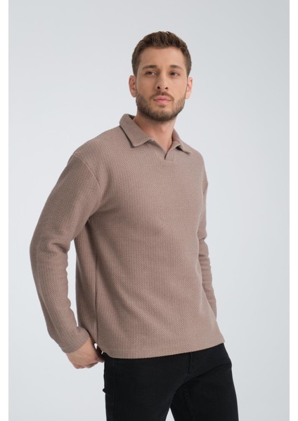 %100 Pamuklu Erkek Gömlek Yaka Sweatshirt modelleri